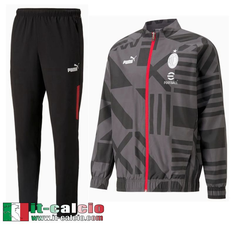 Full Zip Giacca AC Milan grigio nero Uomo 2022 2023 JK661