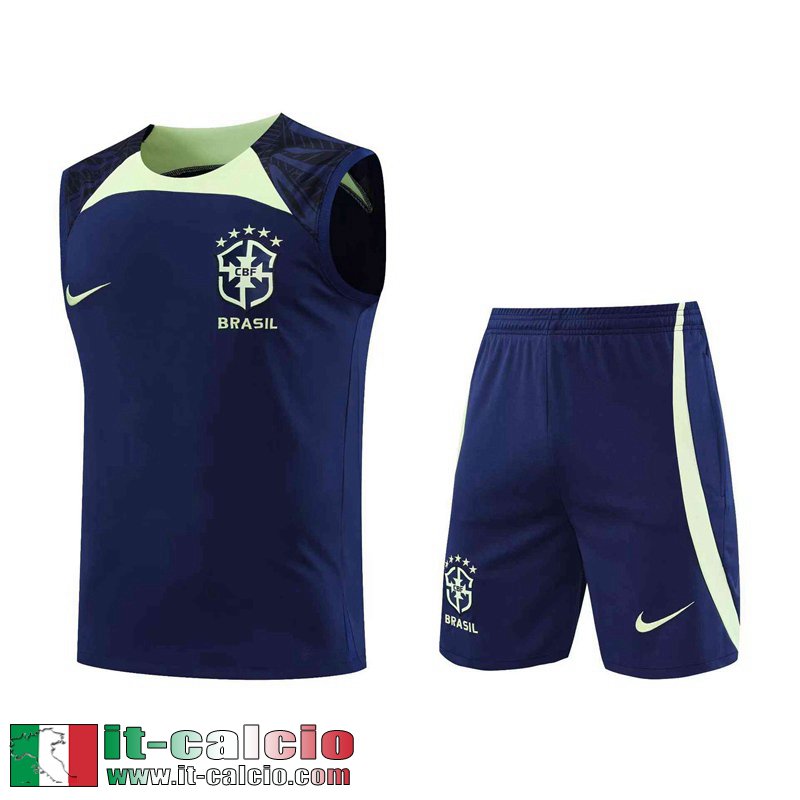 Tute Calcio Senza maniche Bresil blu Uomo 2022 2023 TG653