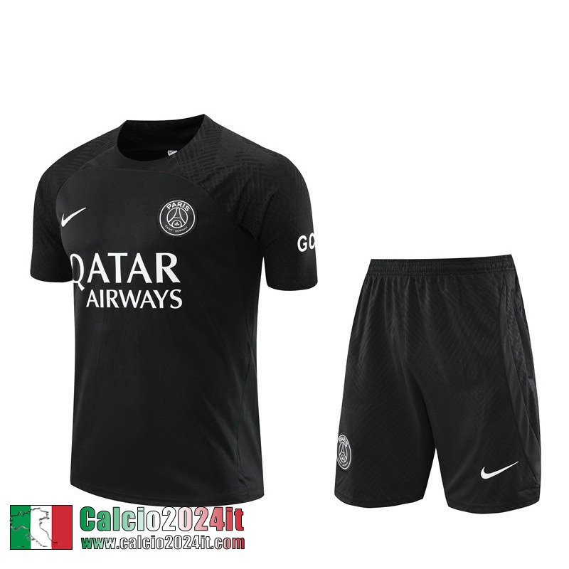 Tute Calcio T Shirt PSG nero Uomo 2022 2023 TG654
