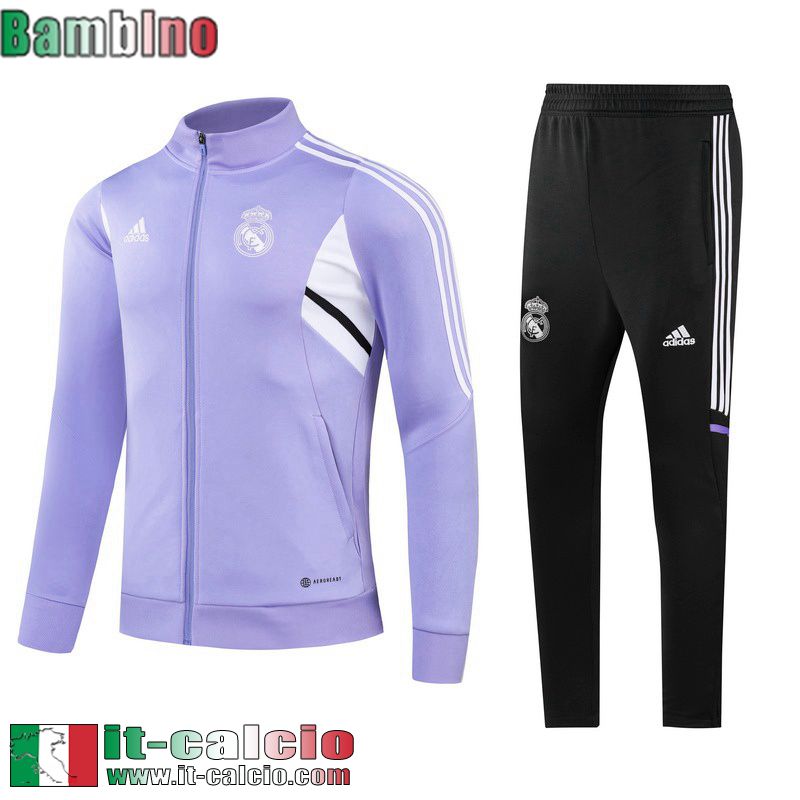 Full Zip Giacca Real Madrid lavanda Bambini 2022 2023 TK542