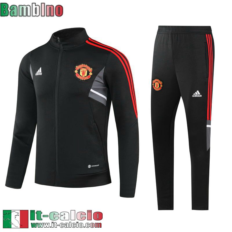 Full Zip Giacca Manchester United nero Bambini 2022 2023 TK546