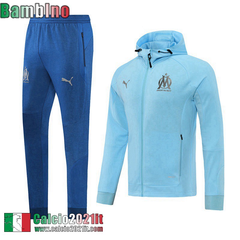 Olympique Marsiglia Full Zip Hoodie - Giacca cielo blu Bambino 2022 2023 TK240