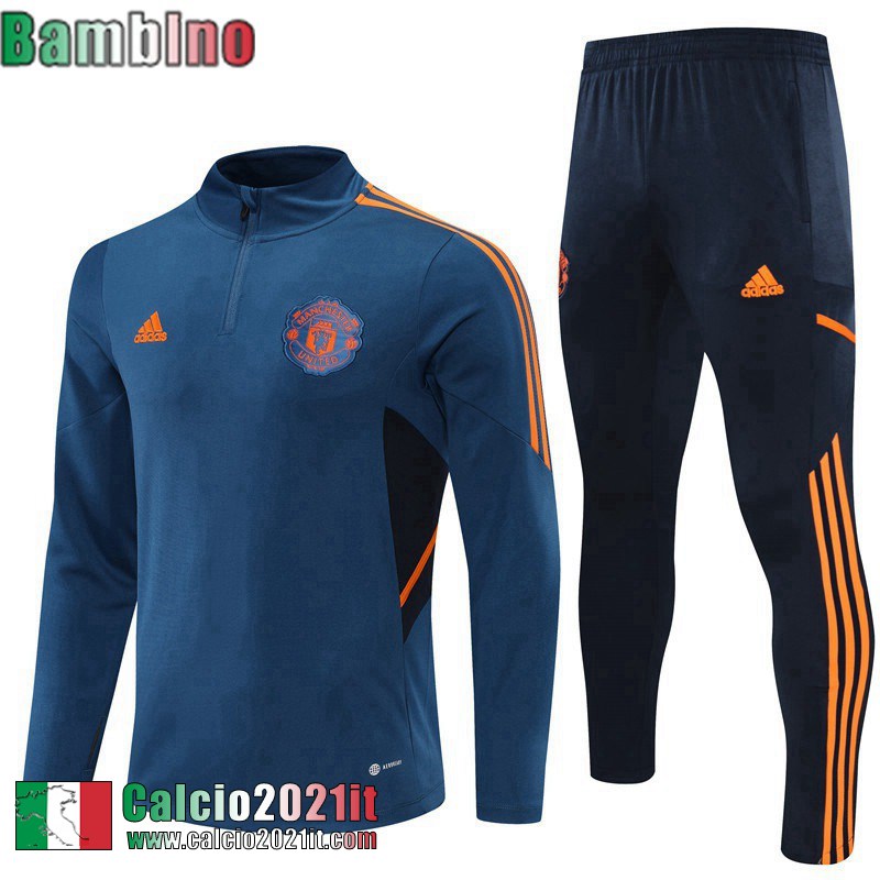 Manchester United Full Zip Giacca blu Bambino 2022 2023 TK251