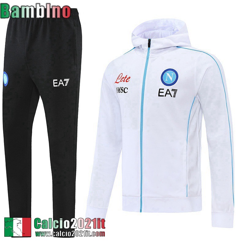 SSC Napoli Full Zip Hoodie - Giacca Bianco Bambino 2022 2023 TK252