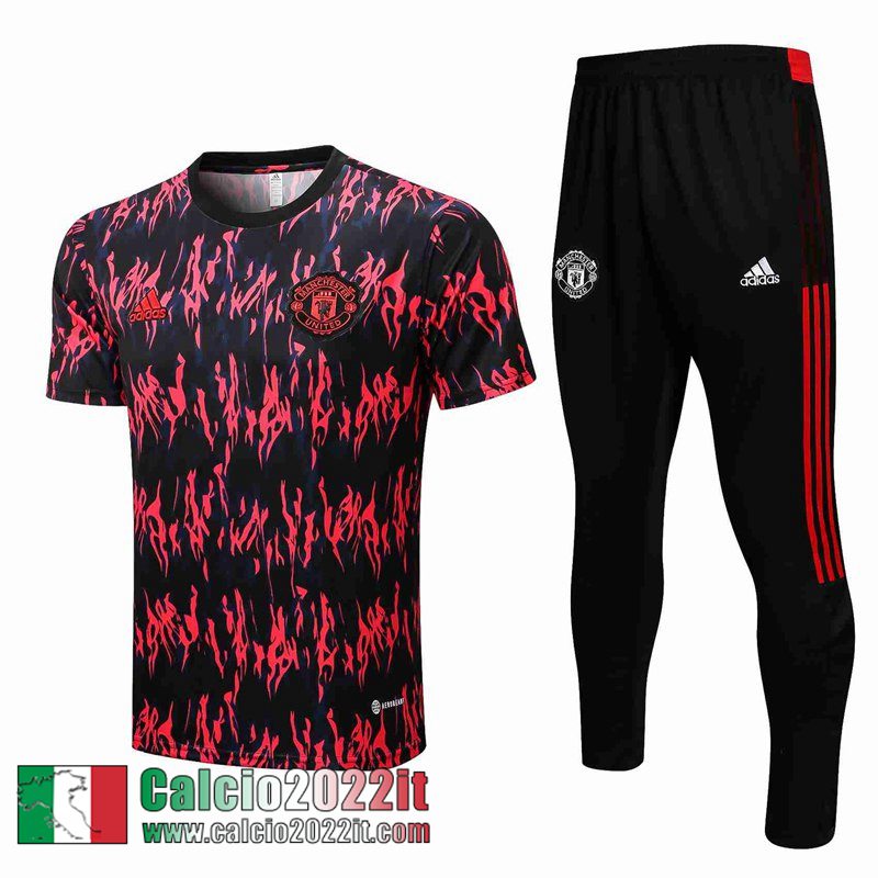 Manchester United T-Shirt Nero rosso Uomo 2022 2023 PL406