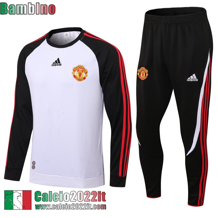 Manchester United Tute Calcio bianco nero Bambini 2022 2023 TK280