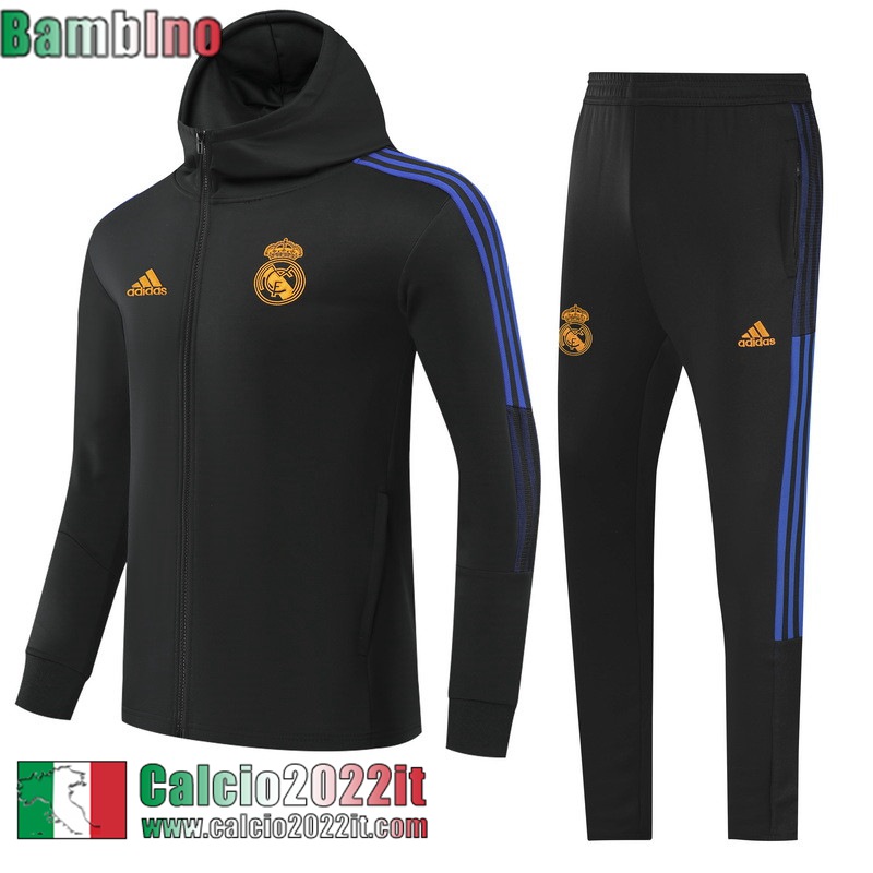 Real Madrid Full Zip Hoodie - Giacca Nero Bambini 2022 2023 TK283