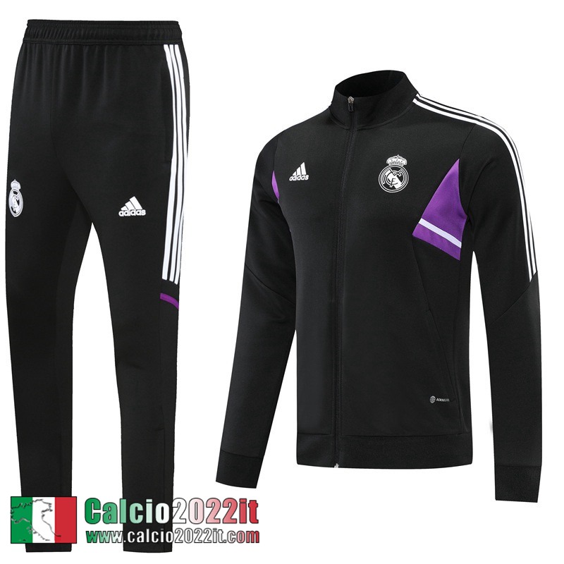 Real Madrid Full Zip Giacca Nero Uomo 2022 2023 JK445