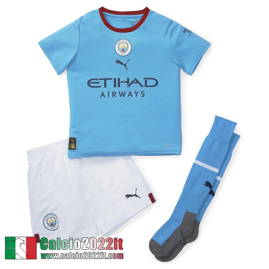 Manchester City Maglia Calcio Prima Bambini 2022 2023