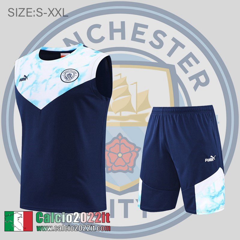 Manchester City Senza maniche blu bianco Uomo 2022 2023 PL502