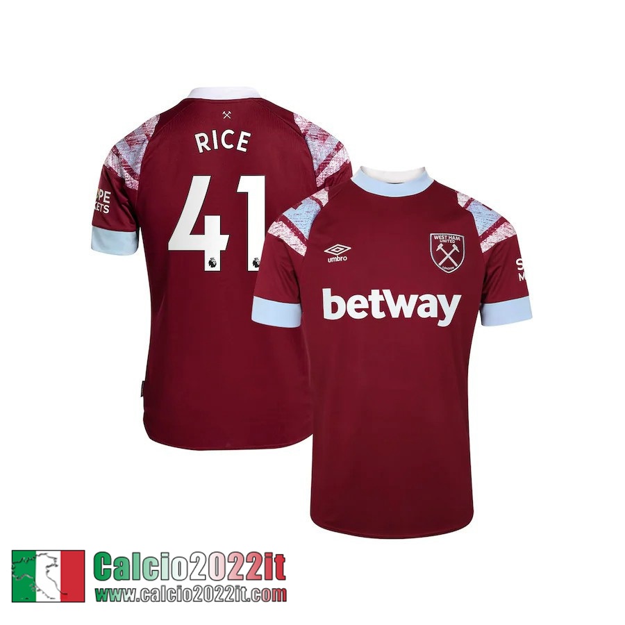 West Ham United Maglia Calcio Prima Uomo 2022 2023 Rice 41