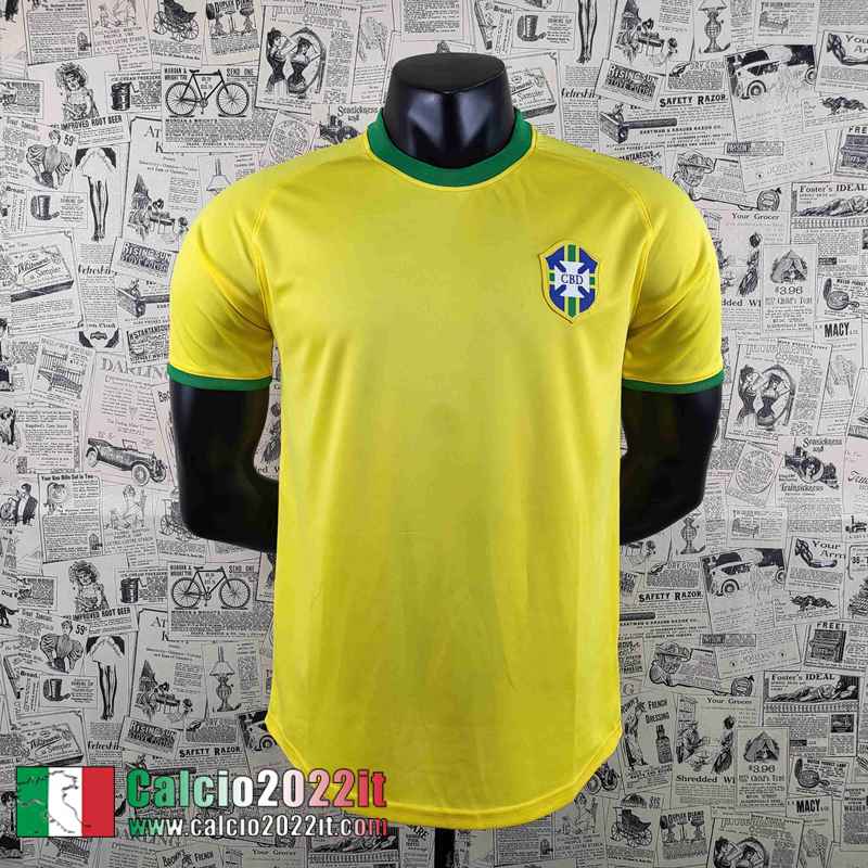 Brasile Retro Maglia Calcio Coppa del Mondo Giallo Uomo 1970 AG30