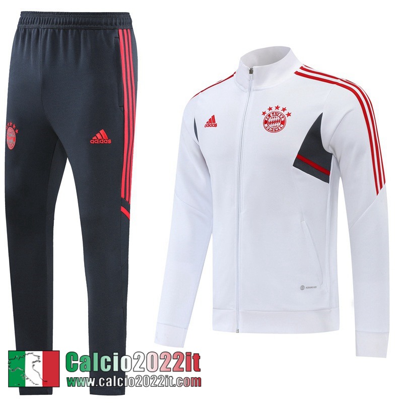 Bayern Monaco Full Zip Giacca Bianco Uomo 2022 2023 JK450