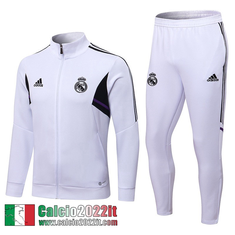 Real Madrid Full Zip Giacca Bianco Uomo 2022 2023 JK499