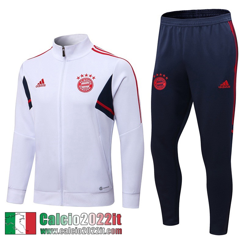 Bayern Monaco Full Zip Giacca Bianco Uomo 2022 2023 JK500