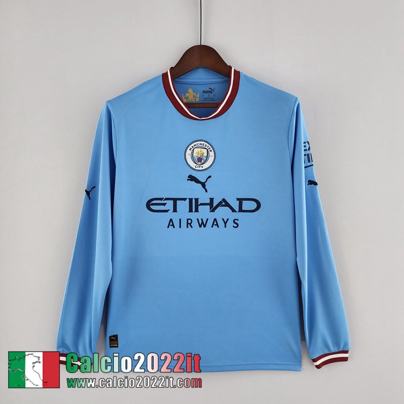 Manchester City Maglia Calcio Prima Uomo Manga Larga 2022 2023 KL08