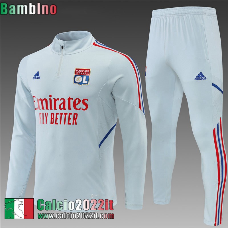 Olympique Lione Tute Calcio grigio Bambini 2022 2023 TK311