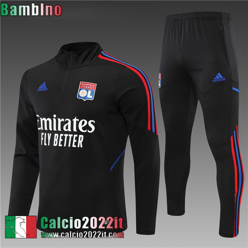 Olympique Lione Tute Calcio Nero Bambini 2022 2023 TK317