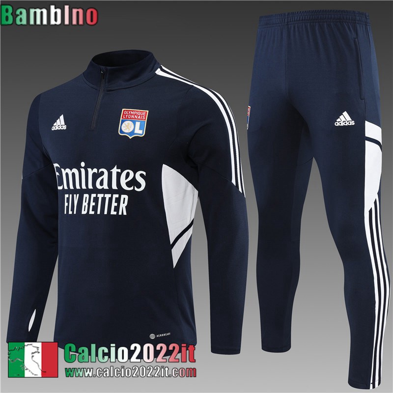 Olympique Lione Tute Calcio blu Bambini 2022 2023 TK329