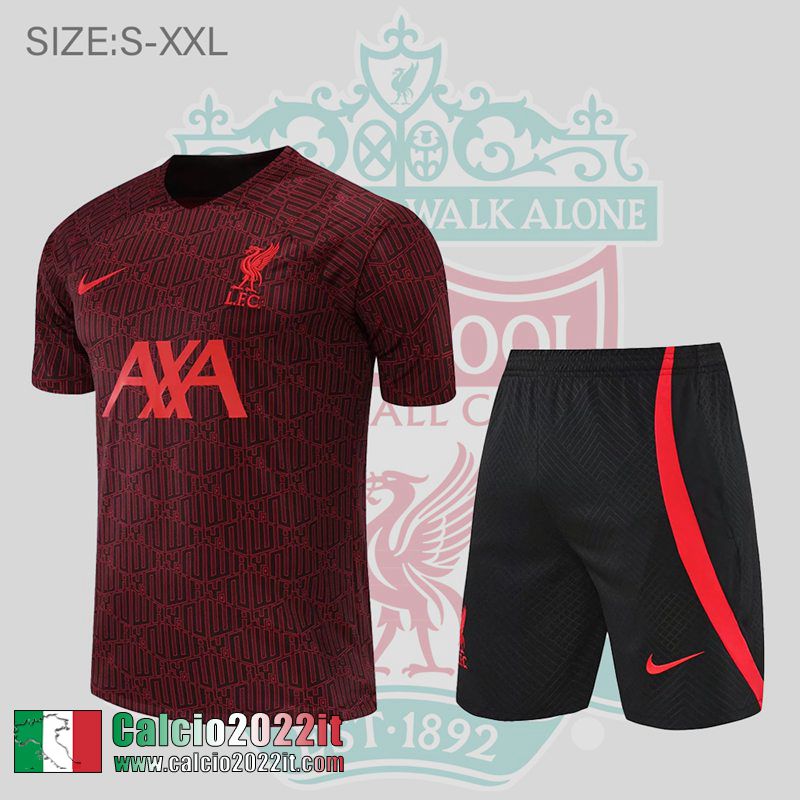 Liverpool Tute Calcio T Shirt rosso scuro Uomo 2022 2023 TG484