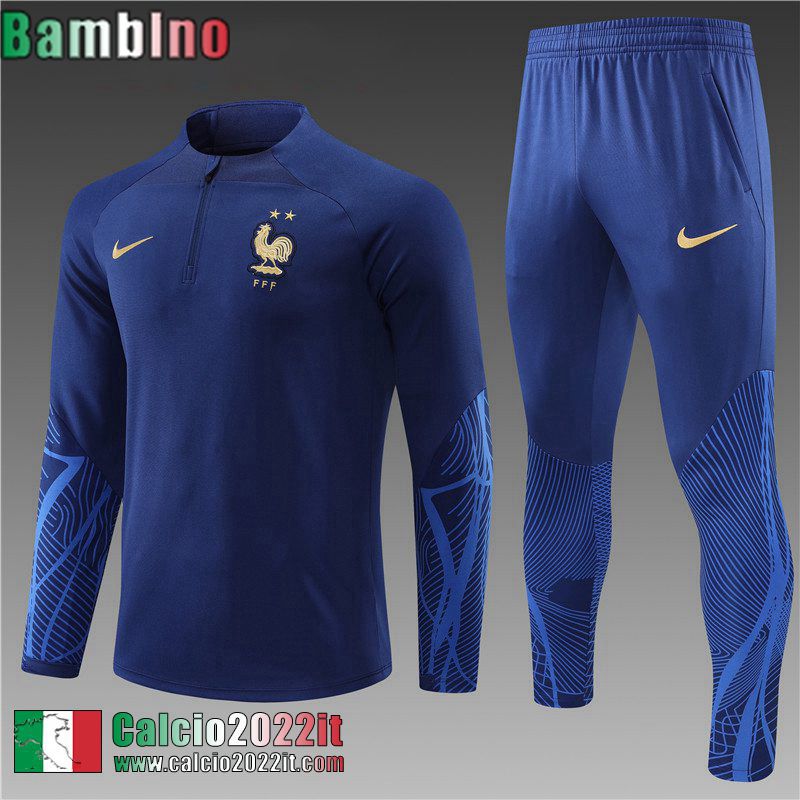 Francia Tute Calcio Blu Reale Bambini 2022 2023 TK373