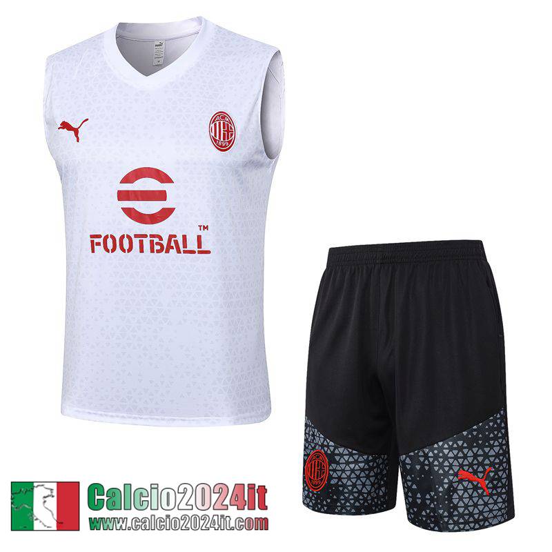 AC Milan Tute Calcio Senza maniche Bianco Uomo 2023 2024 A130
