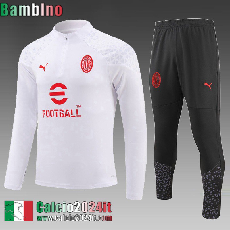 AC Milan Tute Calcio Bianco Bambino 2023 2024 C55