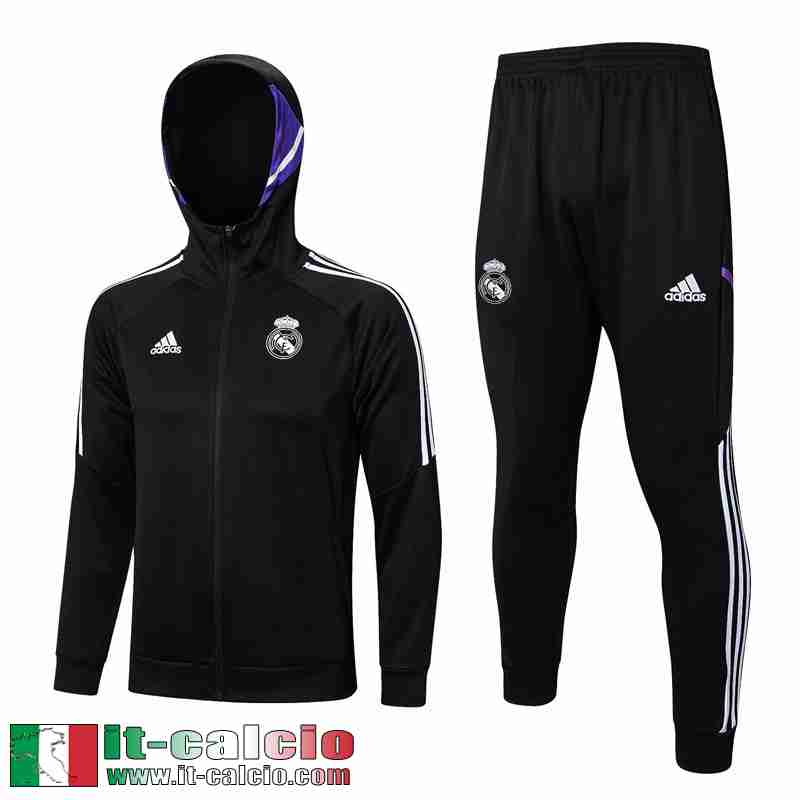 Real Madrid Full-Zip Giacca Cappuccio nero Uomo 2023 2024 JK712