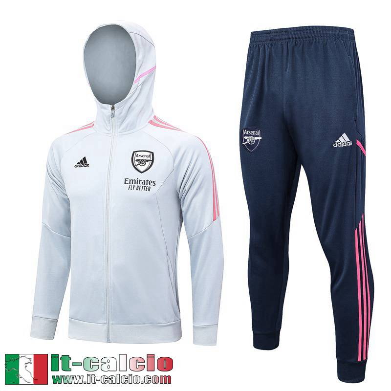 Arsenal Full-Zip Giacca Cappuccio Bianco Uomo 2023 2024 JK718