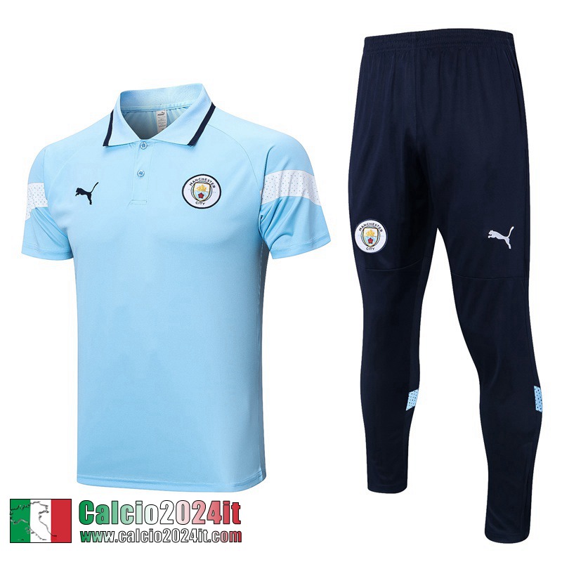 Manchester City Polo Shirts azzurro Uomo 2022 2023 PL628
