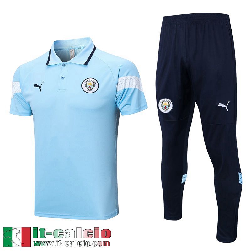 Manchester City Polo Shirts azzurro Uomo 2022 2023 PL628