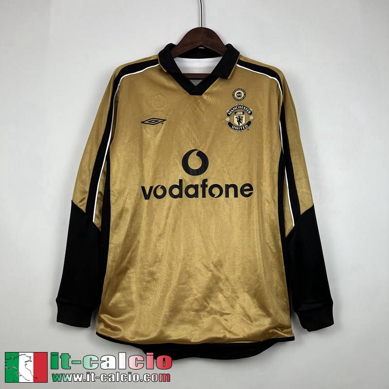 Manchester United Retro Maglia Calcio Uomo Manga Larga 01 02 100th FG268