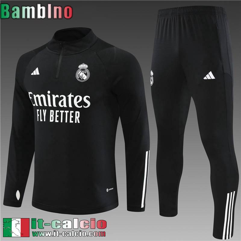 Real Madrid Tute Calcio nero Bambini 2023 2024 TK601