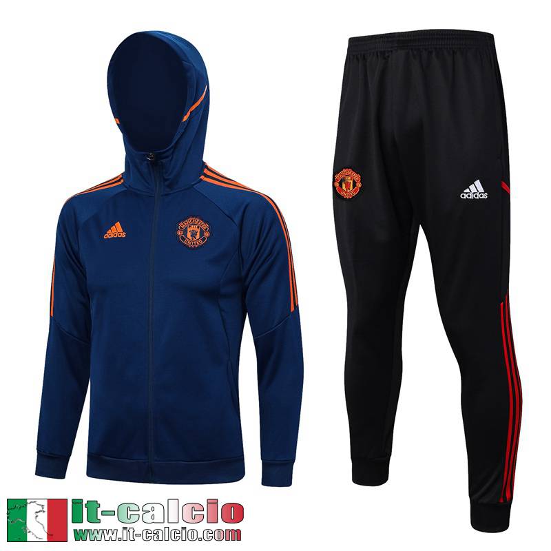 Manchester United Full-Zip Giacca Cappuccio blu navy Uomo 2023 2024 JK760