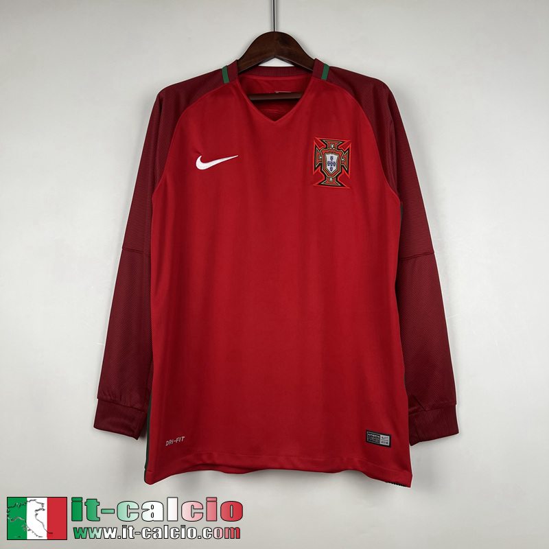 Portogallo Retro Maglia Calcio Manga Larga Prima Uomo Manga Larga 2016 FG285