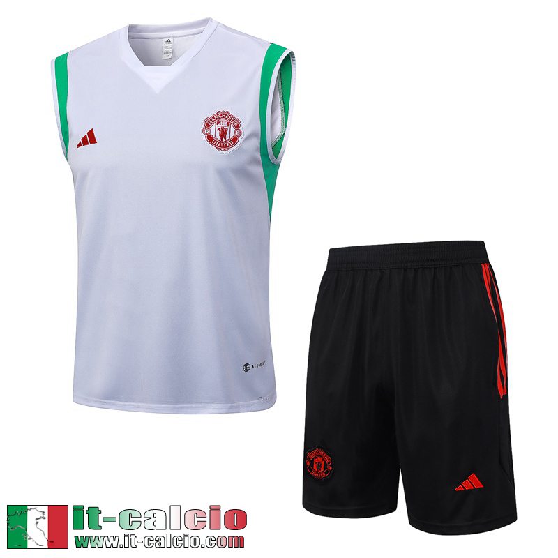 Manchester United Tute Calcio Senza maniche Bianco Uomo 2023 2024 TG890