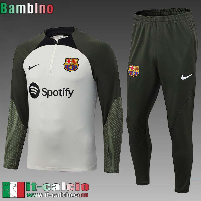 Barcellona Tute Calcio + PANTALONI grigio chiaro Bambini 2023 2024 TK631