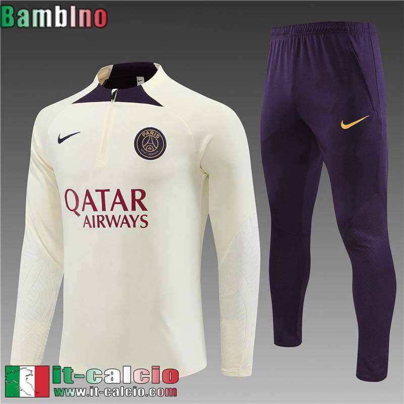 PSG Tute Calcio + PANTALONI giallo pallido Bambini 2023 2024 TK642