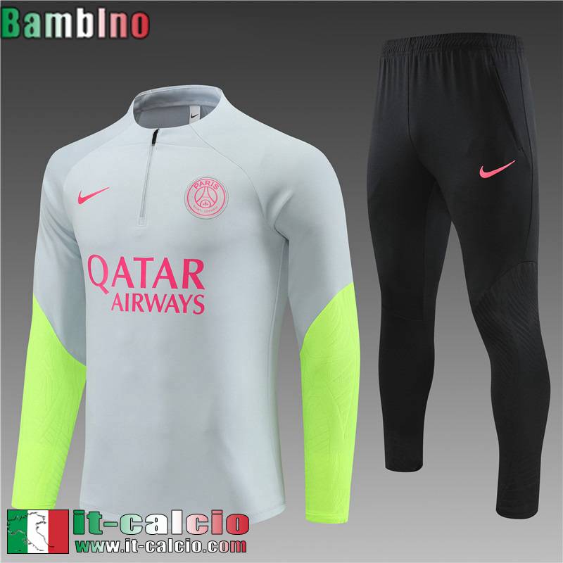 PSG Tute Calcio + PANTALONI grigio chiaro Bambini 2023 2024 TK646