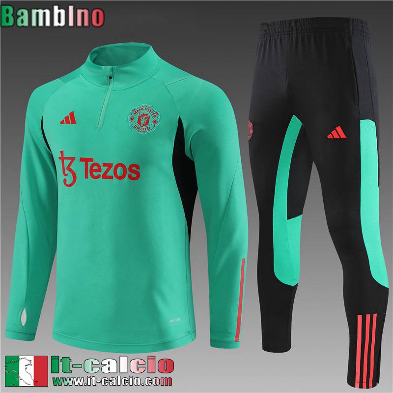 Manchester United Tute Calcio + PANTALONI Verde Bambini 2023 2024 TK654