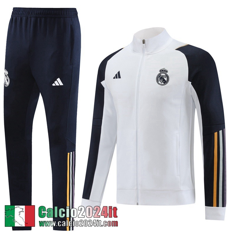 Real Madrid Full-Zip Giacca Bianco Uomo 2023 2024 JK789