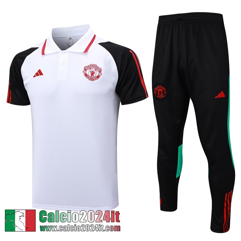 Manchester United Polo Shirts Bianco Uomo 2023 2024 PL699