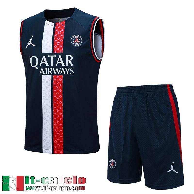 PSG Tute Calcio Senza maniche blu Uomo 2023 2024 TG958