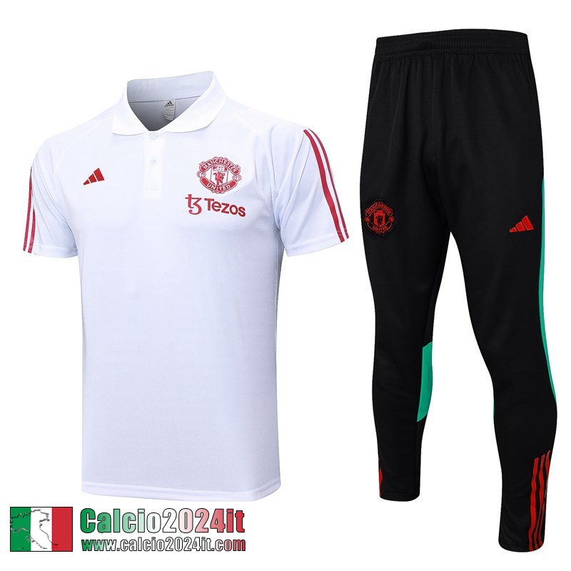 Manchester United Polo Shirts Bianco Uomo 23 24 E05