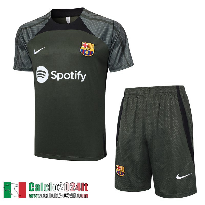 Barcellona Tute Calcio T Shirt verde scuro Uomo 23 24 A71