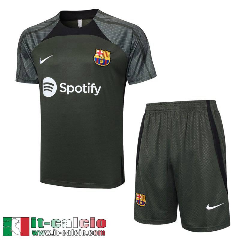 Barcellona Tute Calcio T Shirt verde scuro Uomo 23 24 A71