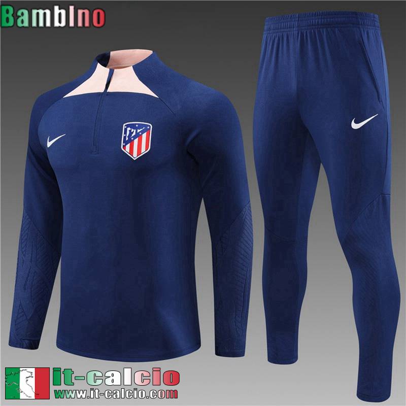 Atletico Madrid Tute Calcio + PANTALONI blu Bambini 23 24 C08