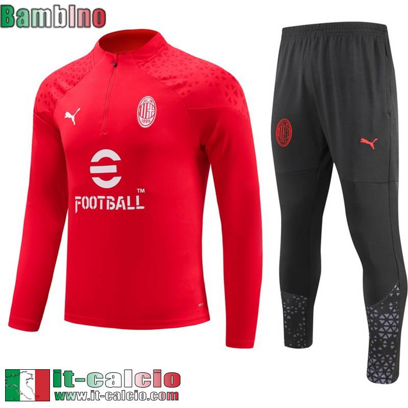 AC Milan Tute Calcio + PANTALONI rosso Bambini 23 24 C30